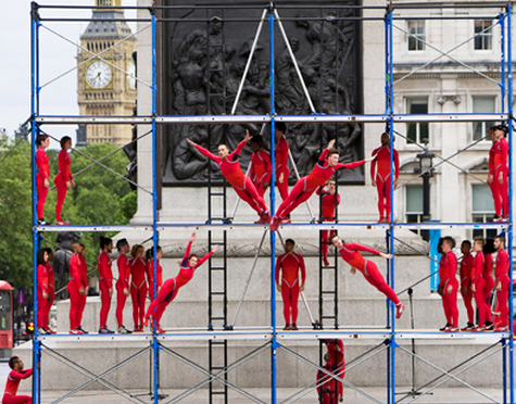 STREB’s Human Fountain at the London Olympics. Photo by Julian Andrews