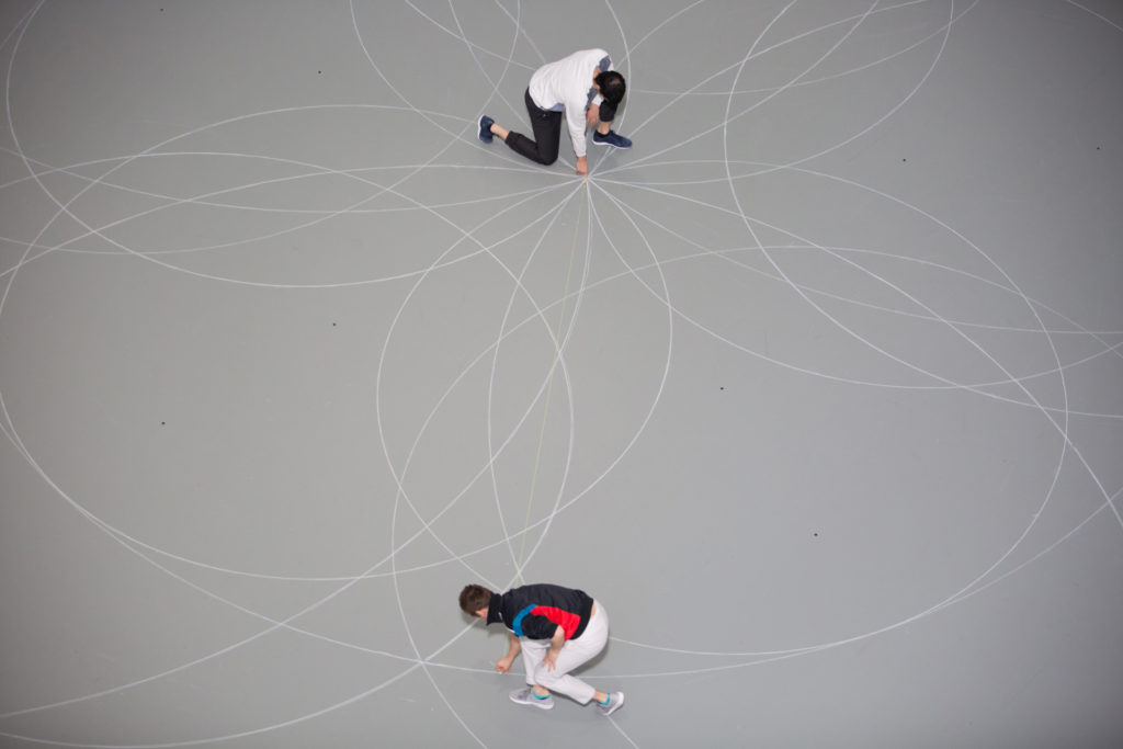 Rosas dancers re-drew the chalk circles evey hour at MoMA, photo @ Julieta Cervantes The Museum of Modern Art New York, N.Y. March 29, 2017 Photo Credit: Julieta Cervantes
